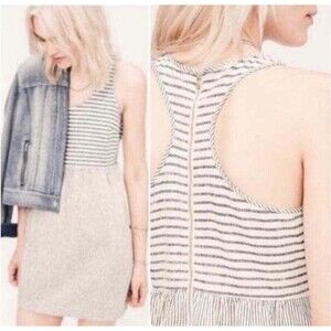 Mini Dress Razorback Casual Stripe Minimalist Capsule Wardrobe Neutral Women 6